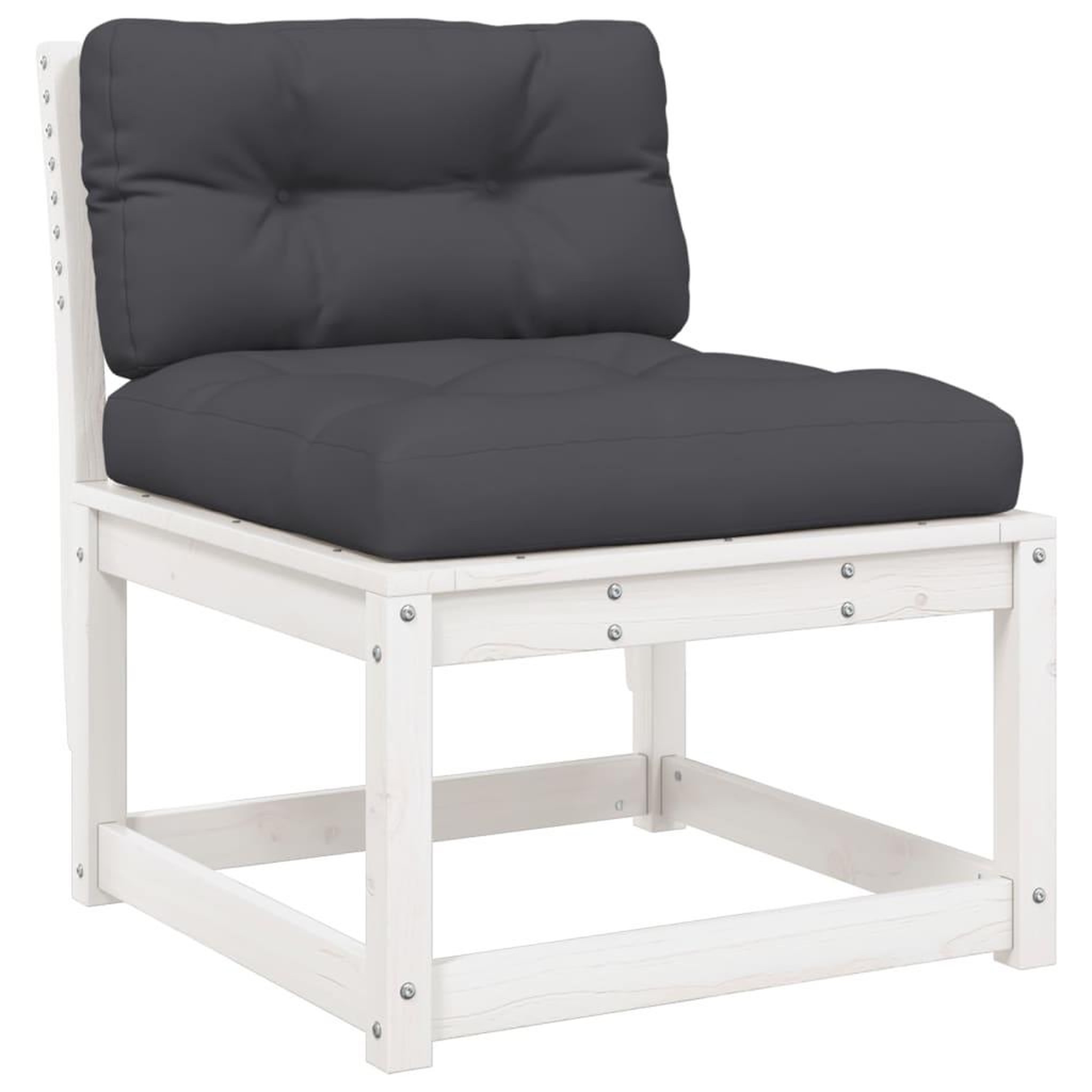 Voir la diapositive 5 : VIDAXL Salon de jardin 4 pcs avec coussins blanc bois de pin massif