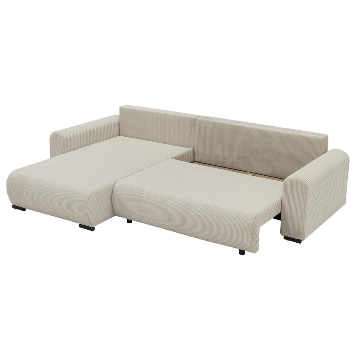 BEST MOBILIER Rosalie - canapé d'angle réversible 4 places convertible avec coffre en velours côtelé