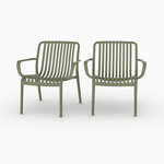 Rendez vous déco Lot de 2 fauteuils de jardin en plastique vert kaki avec accoudoirs-Ivy