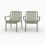 Voir la diapositive 1 : Rendez vous déco Lot de 2 fauteuils de jardin en plastique vert kaki avec accoudoirs-Ivy