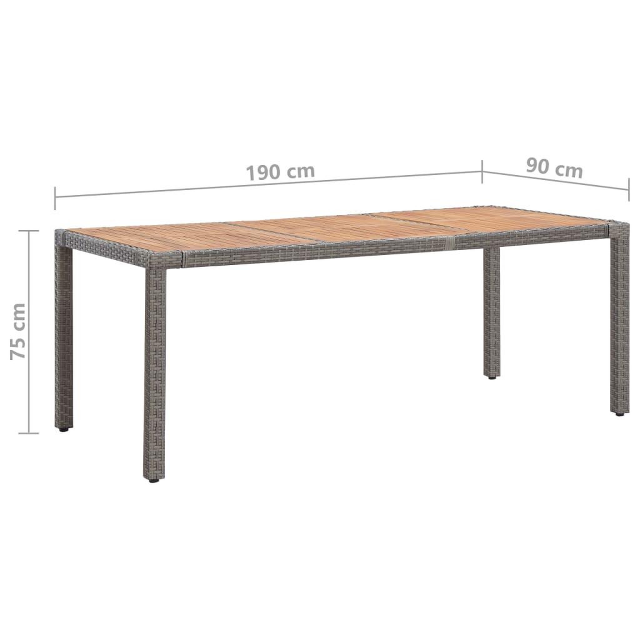 Voir la diapositive 6 : VIDAXL Table de jardin Gris 190x90x75cm Resine tressee et acacia