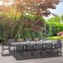 Voir la diapositive 2 : OUTSUNNY Ensemble de jardin 12 personnes chaises empilables table extensible 200/300L cm alu. textilène gris