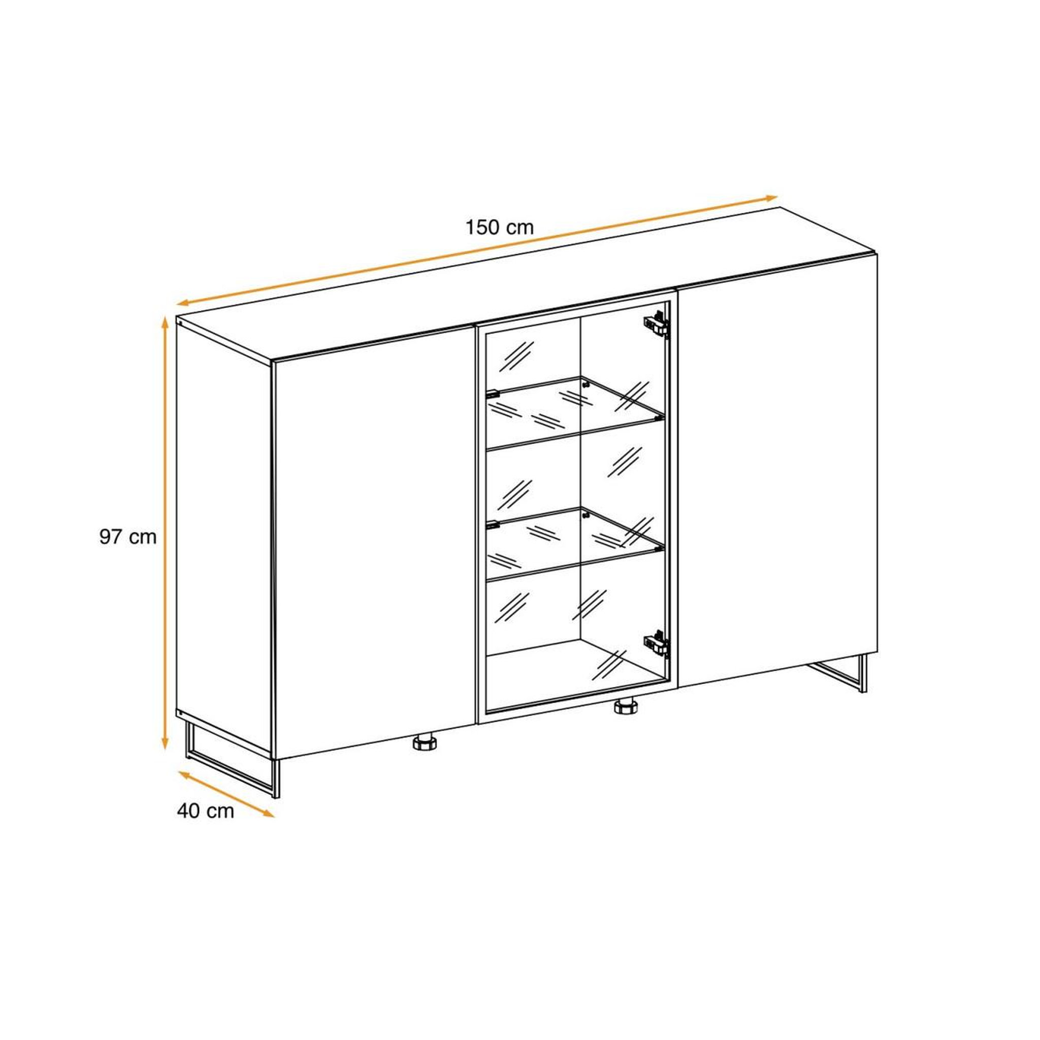 Voir la diapositive 2 : Paris Prix Bahut design 2 portes  plank  150cm naturel