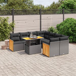 VIDAXL Salon de jardin 9 pcs avec coussins noir resine tressee