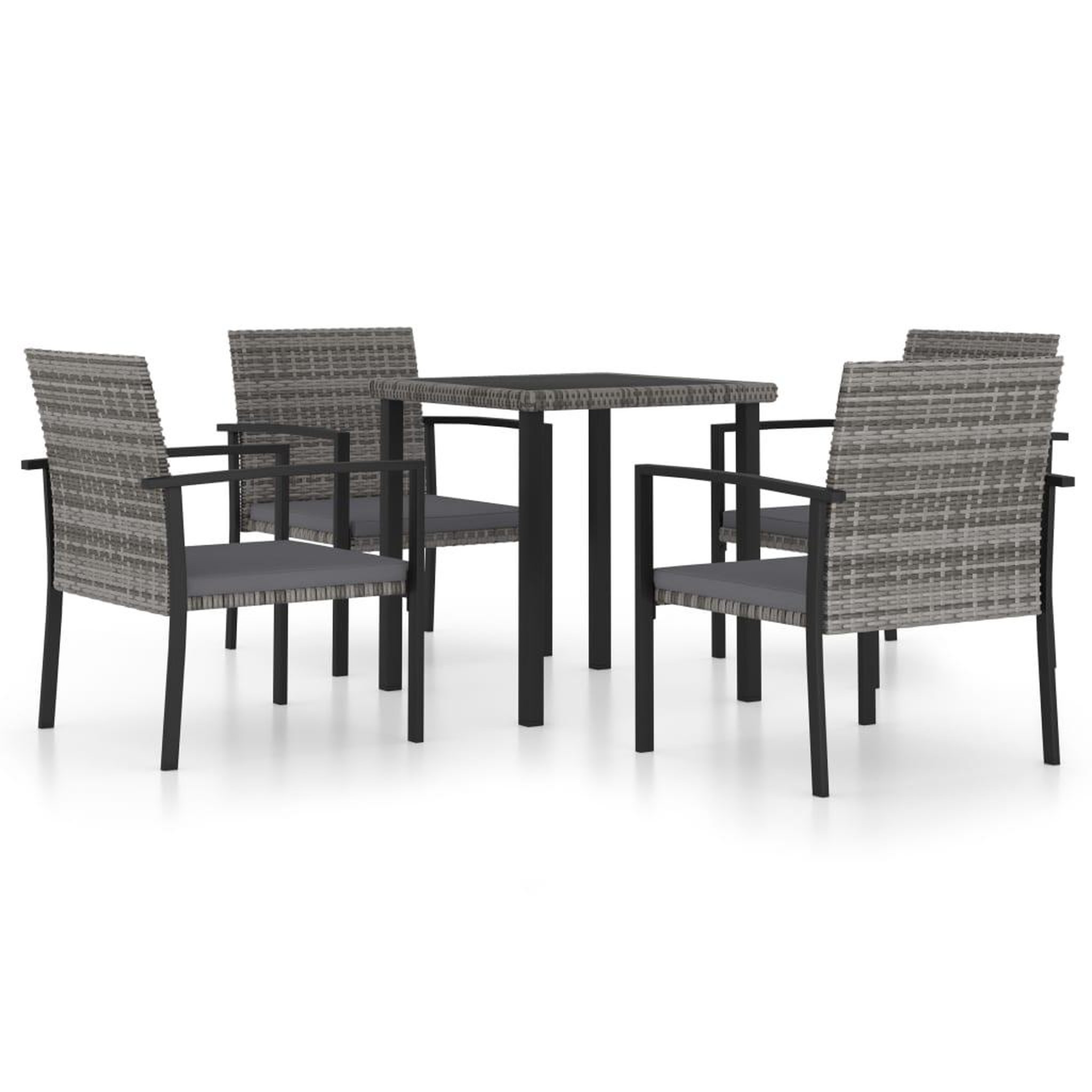 VIDAXL Ensemble a manger de jardin 5 pcs resine tressee gris