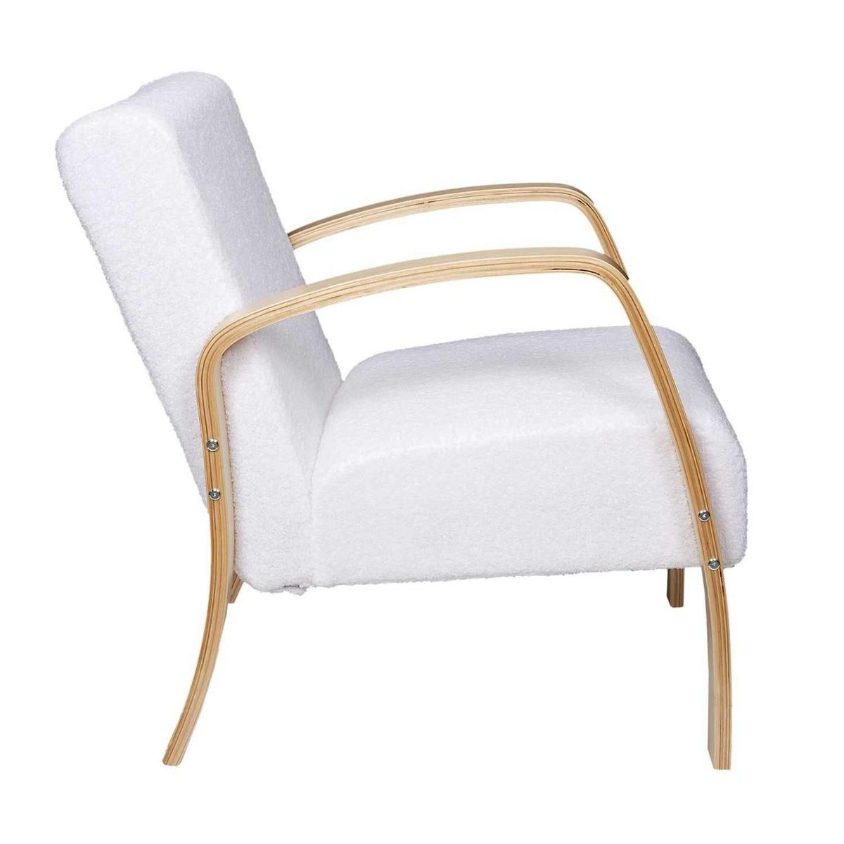 The Home Deco Factory Fauteuil de salon en bouclette Stavern - Blanc
