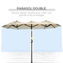 Voir la diapositive 5 : OUTSUNNY Parasol de jardin inclinable grande taille ouverture fermeture manivelle acier polyester haute densité beige