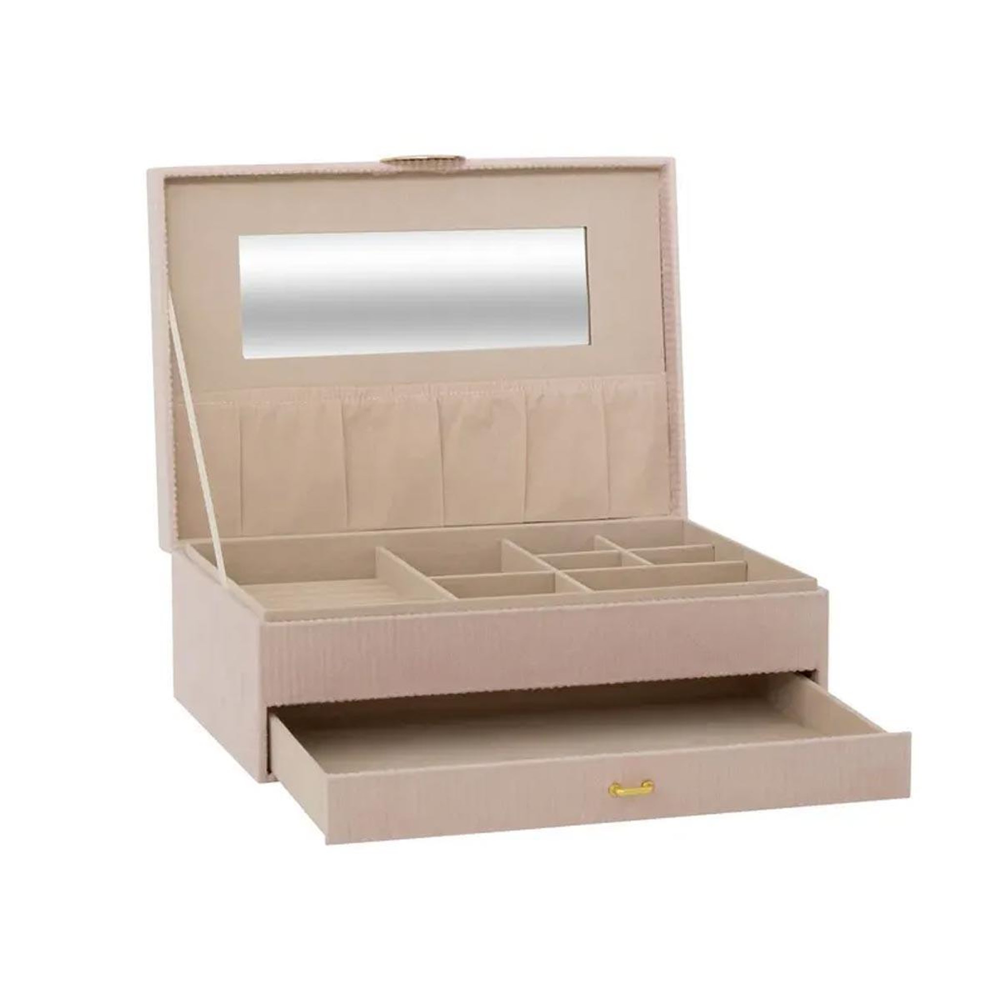 Voir la diapositive 3 : ATMOSPHERA Boîte à Bijoux en Velours  Enya  27cm Beige