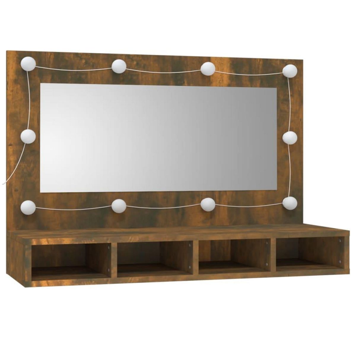 VIDAXL Armoire a miroir avec LED Chene fume 90x31,5x62 cm