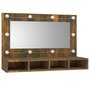 Voir la diapositive 3 : VIDAXL Armoire a miroir avec LED Chene fume 90x31,5x62 cm