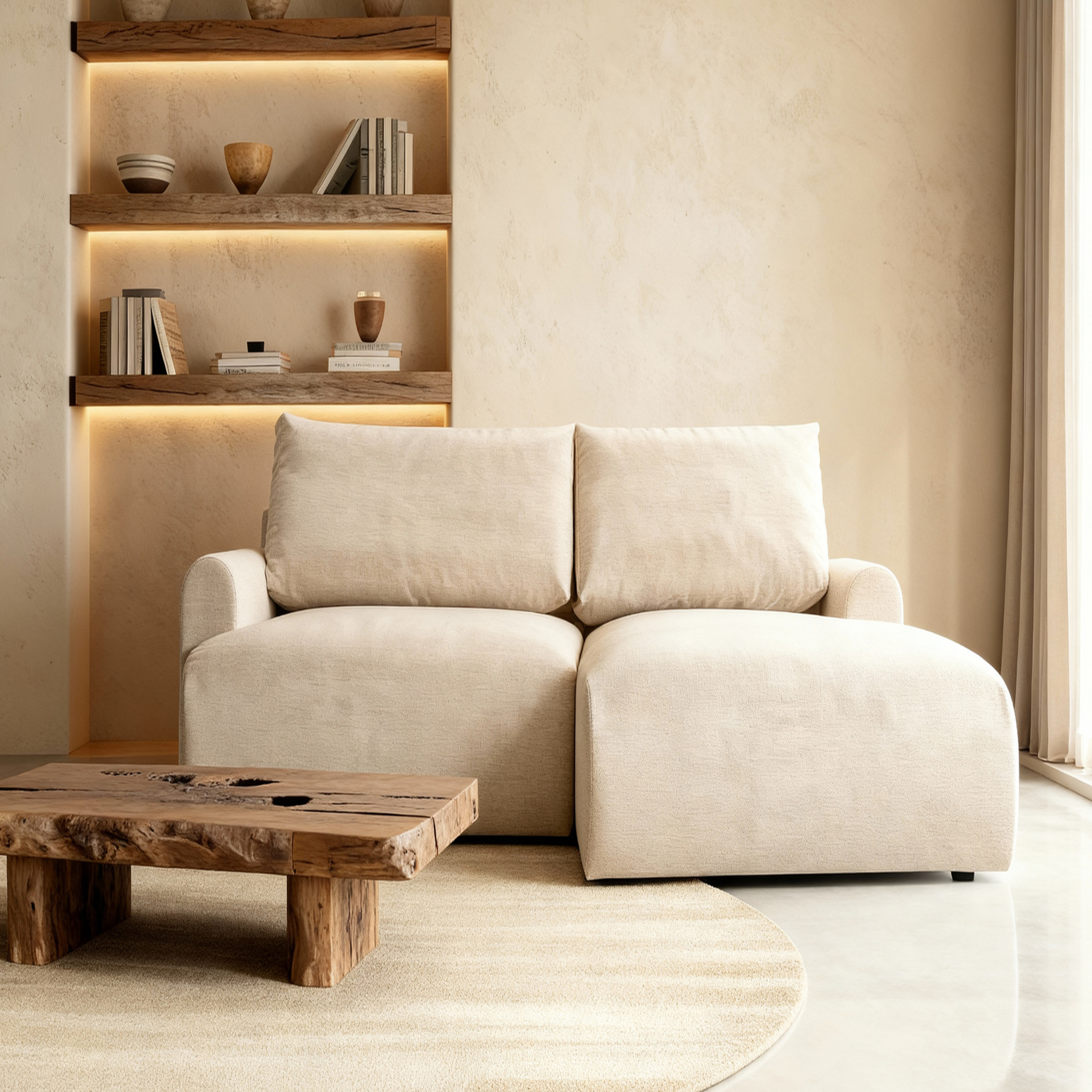 Voir la diapositive 3 : CASANOVA PARIS Raphaelle - canapé d'angle convertible tissu lisse 4 places droit
