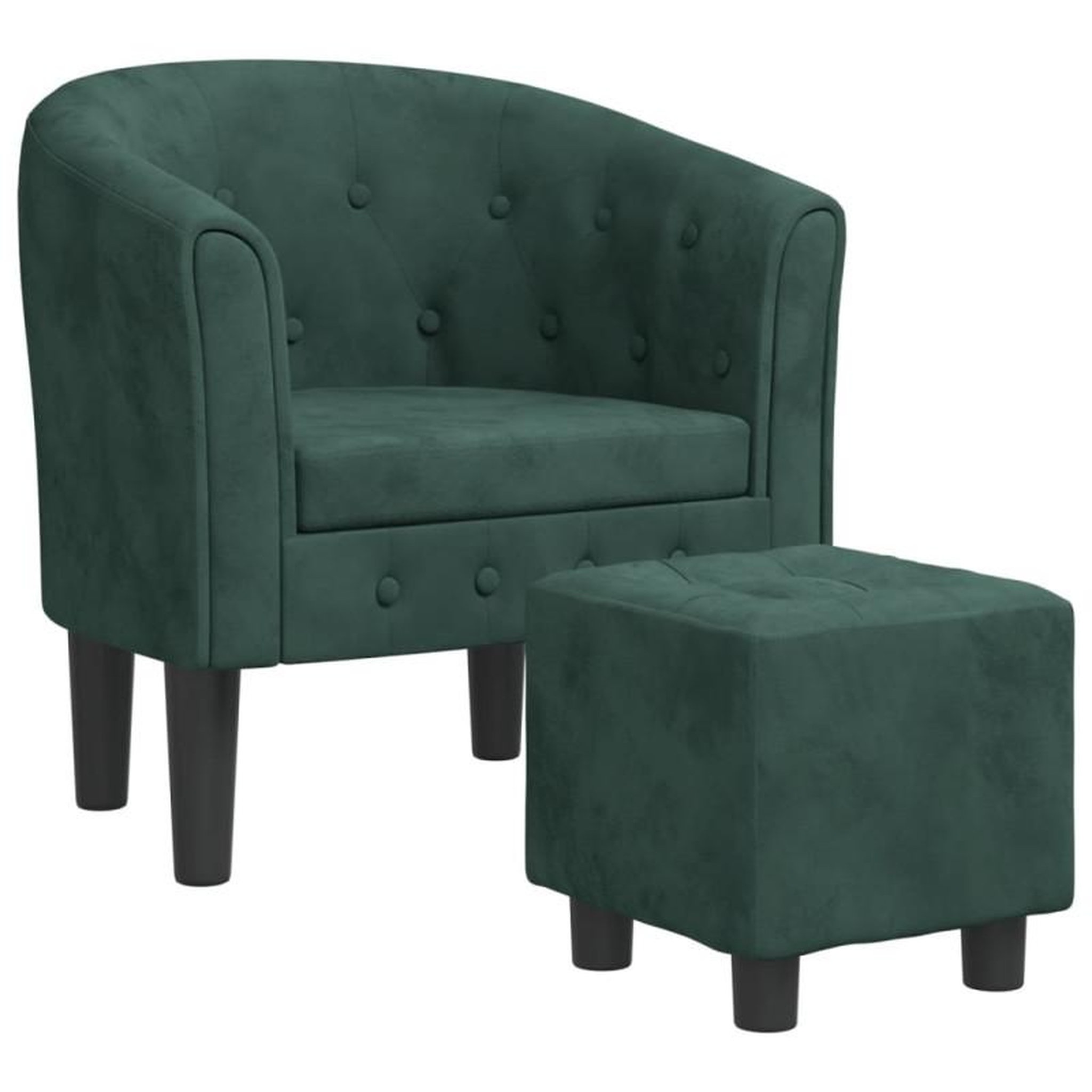 Voir la diapositive 2 : VIDAXL Fauteuil avec repose pied vert foncé velours