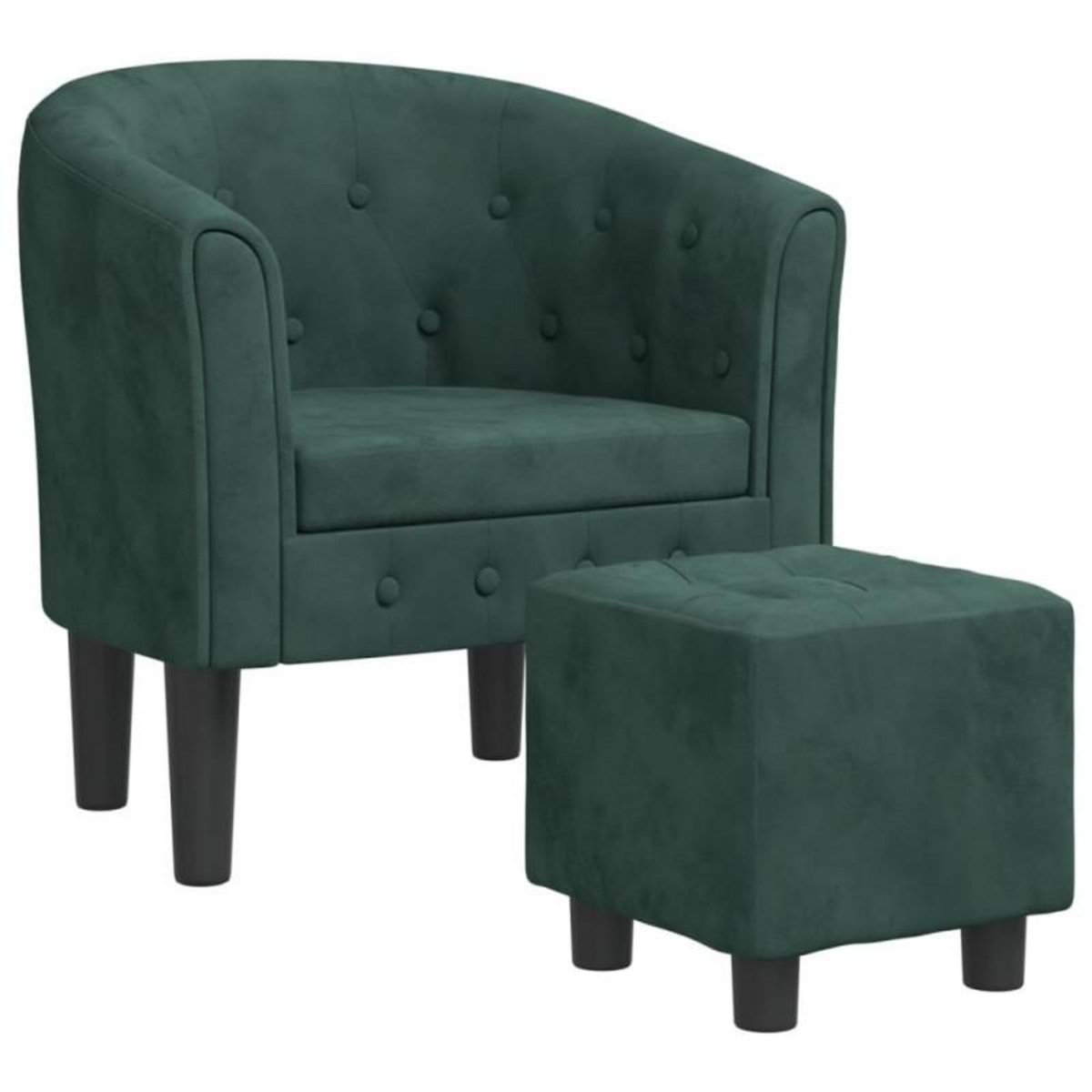 VIDAXL Fauteuil avec repose pied vert foncé velours