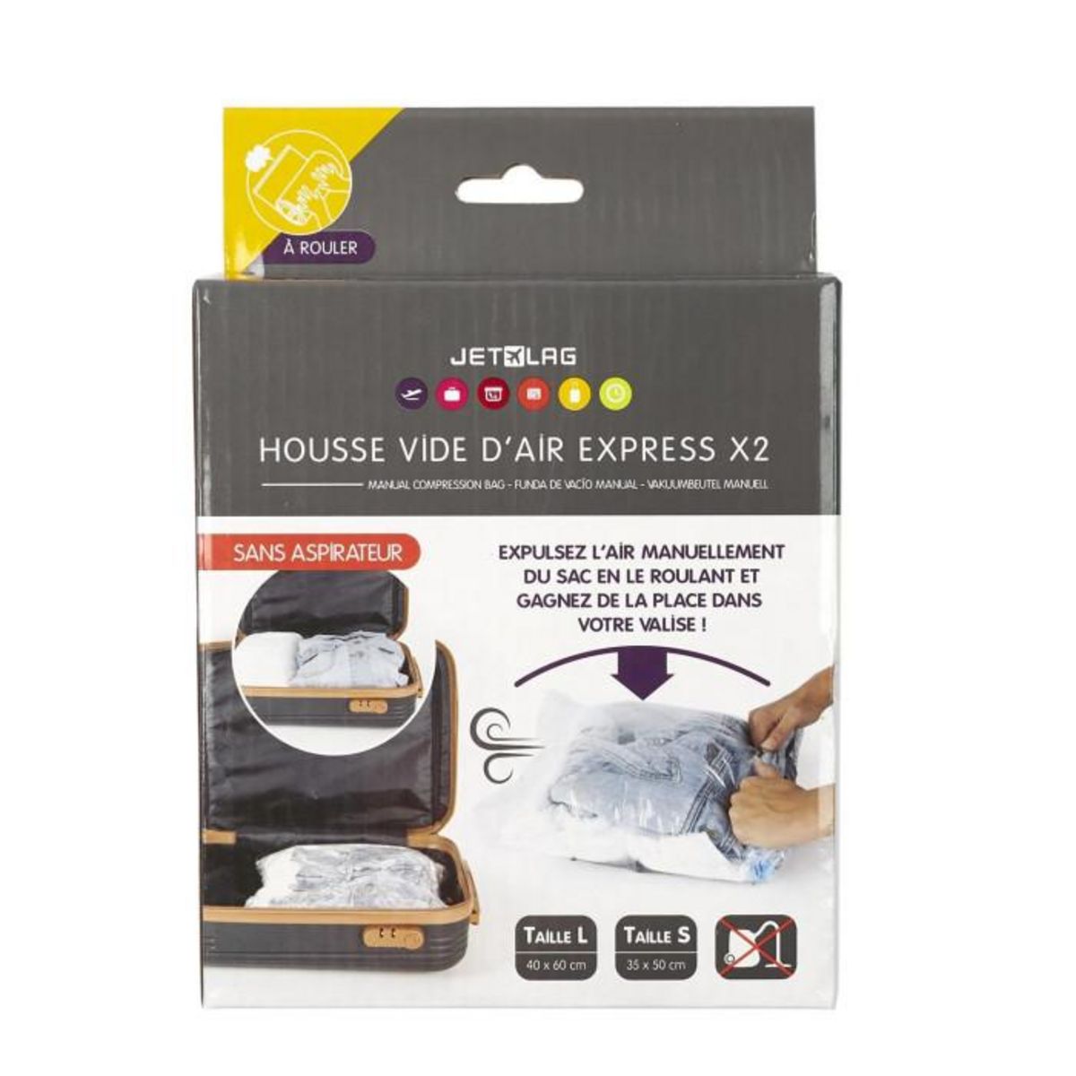 Paris Prix Lot de 2 Housses Vide Air  Transport  40x60cm Transparent