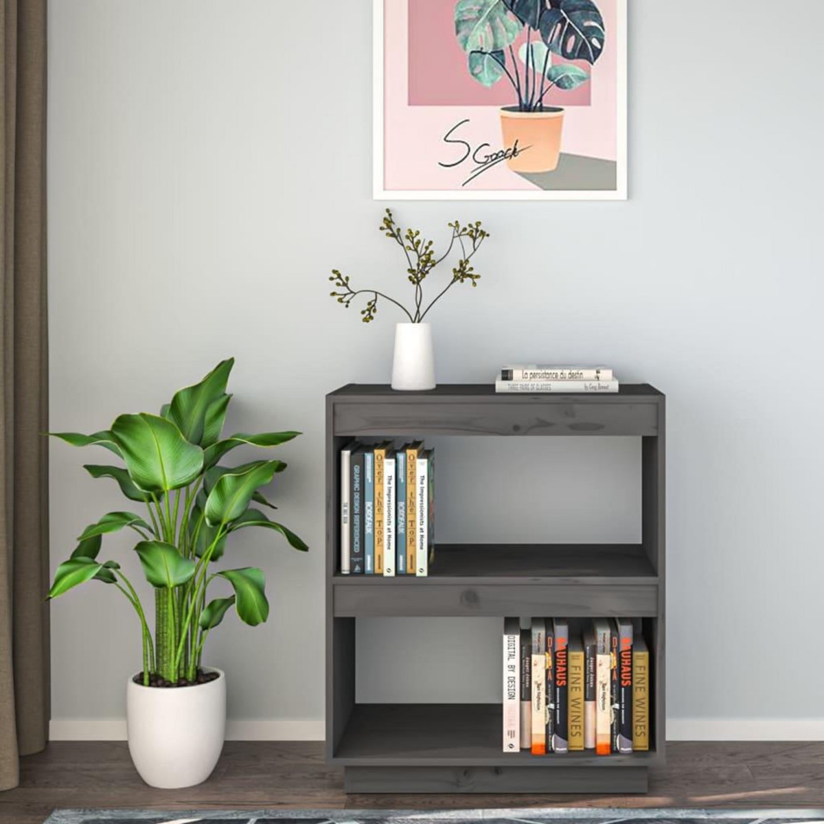 VIDAXL Bibliotheque Gris 60x35x71 cm Bois de pin massif