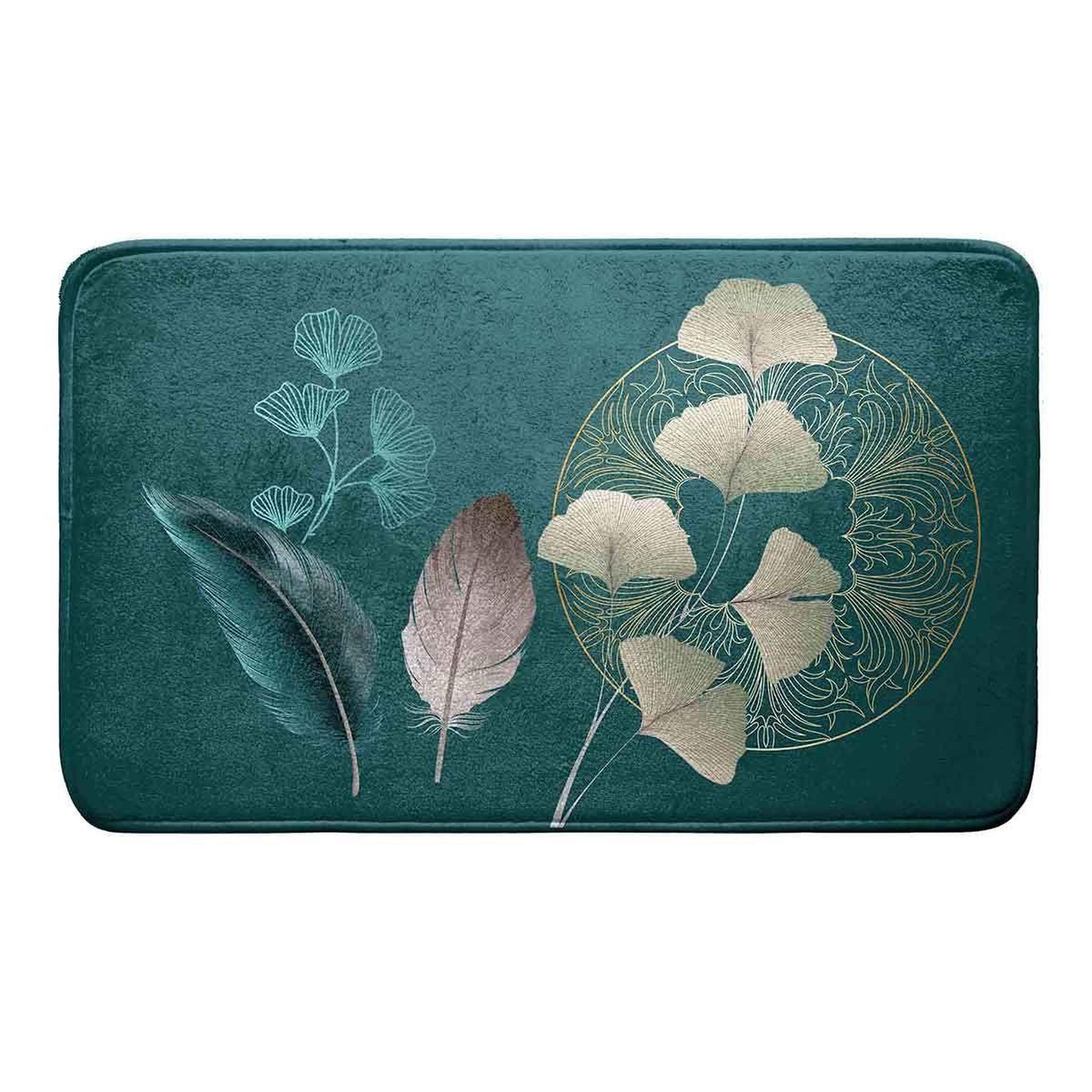 Douceur d'Intérieur Tapis de bain microfibre  ginkoblue  45x75cm vert