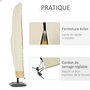 Voir la diapositive 5 : OUTSUNNY Housse de protection imperméable pour parasol droit avec fermeture éclair et cordon de serrage polyester PVC haute densité beige