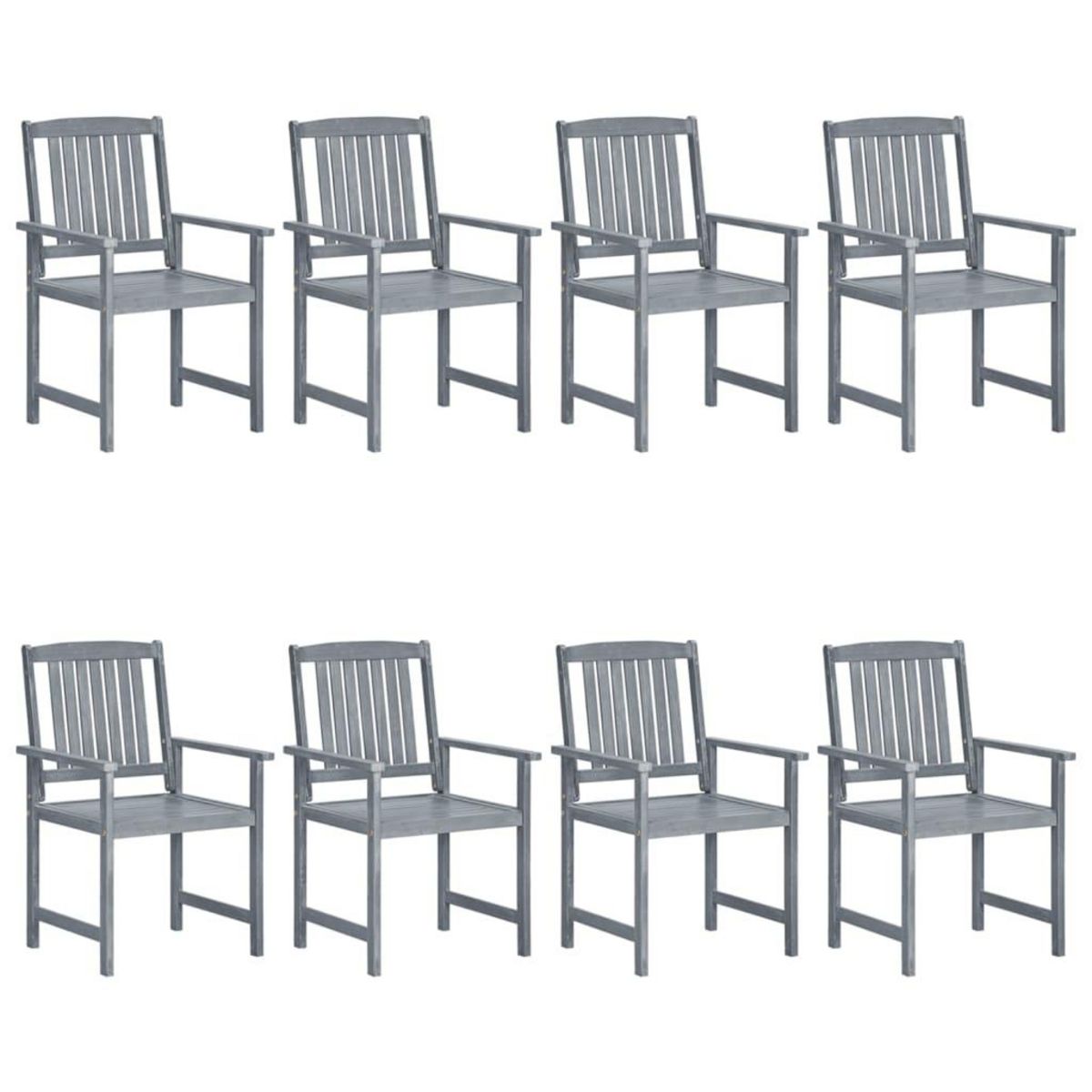 VIDAXL Chaises de jardin et coussins lot de 8 Bois acacia solide Gris