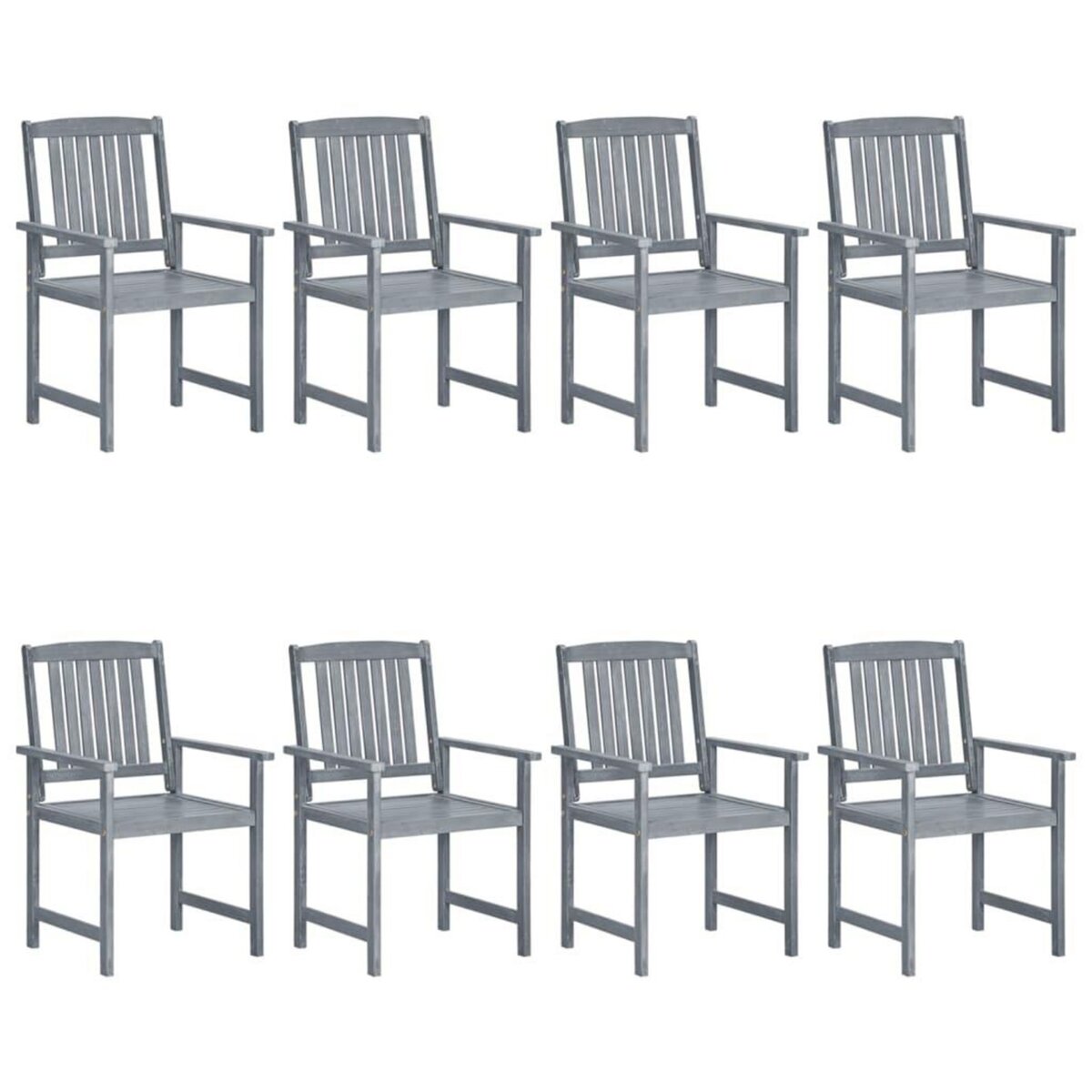 VIDAXL Chaises de jardin et coussins lot de 8 Bois acacia solide Gris