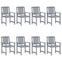 Voir la diapositive 3 : VIDAXL Chaises de jardin et coussins lot de 8 Bois acacia solide Gris