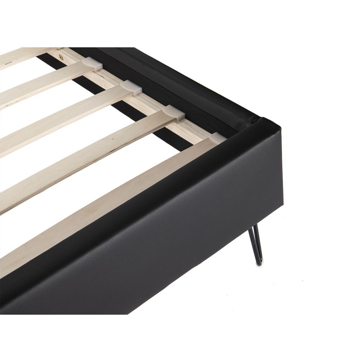 Lit double avec sommier et tête de lit effet matelassé 140x190cm ALBAN