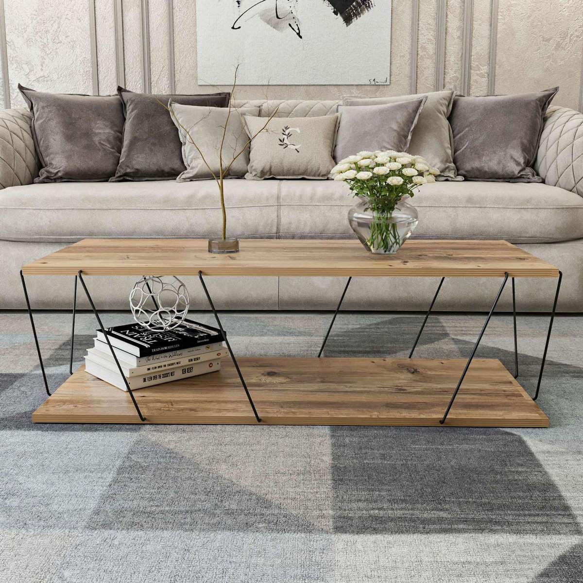 Habitat et Jardin Table basse en bois  Zisino  - 120 x 50 x 30 cm - Marron