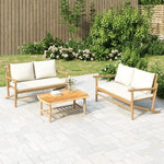 VIDAXL Salon de jardin 2 pcs avec coussins blanc creme bambou