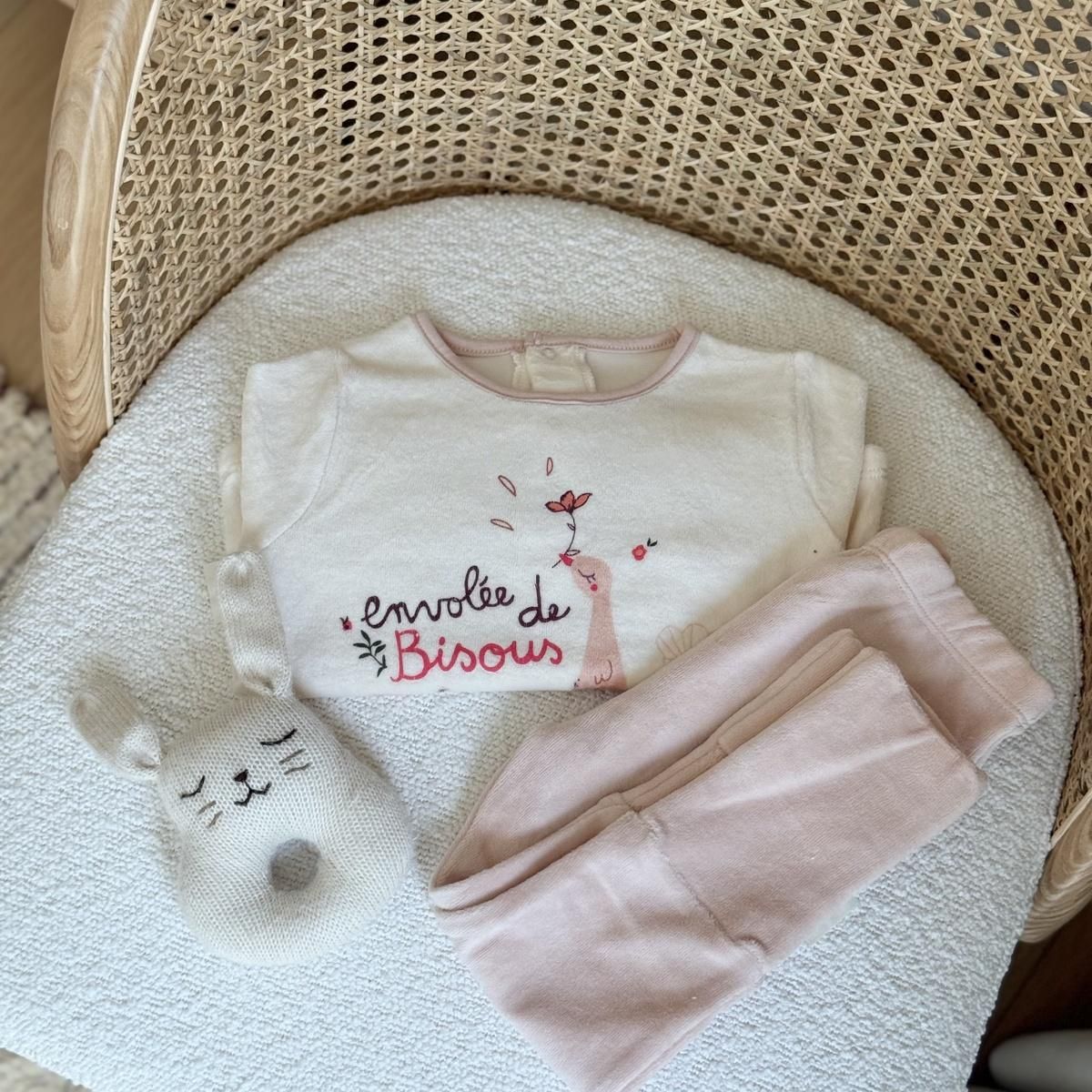 Petit Béguin Lot de 2 pyjamas enfant 2 pièces en velours avec pieds retroussables Manouk
