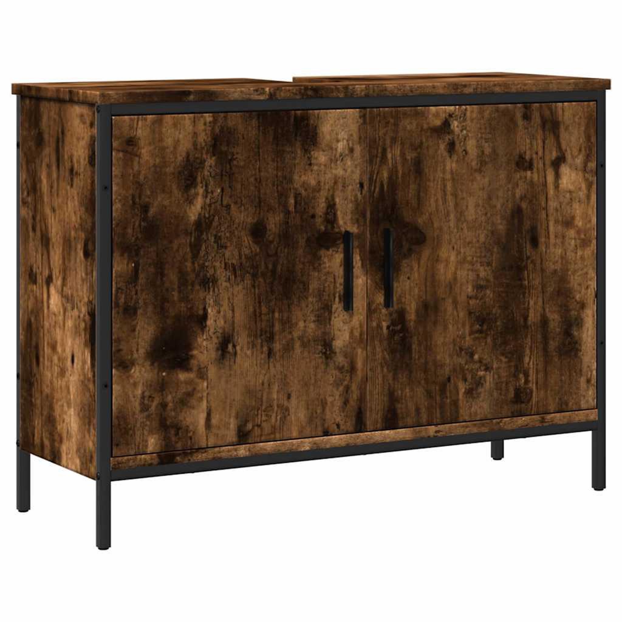 Voir la diapositive 2 : VIDAXL Armoire lavabo de salle de bain chene fume 80x30x60 cm