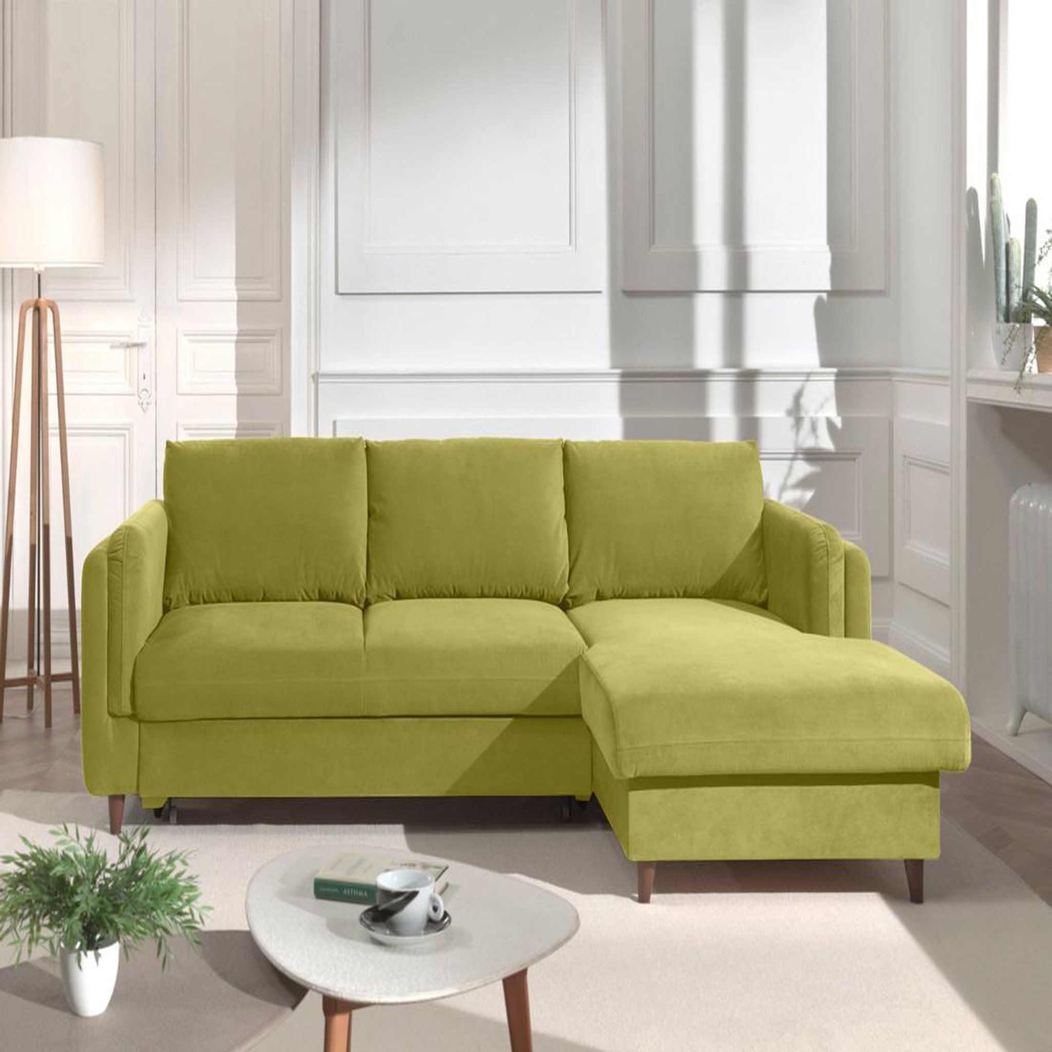Voir la diapositive 6 : BEST MOBILIER Brooke - canapé d'angle droit - convertible avec coffre - 4 places - en velours