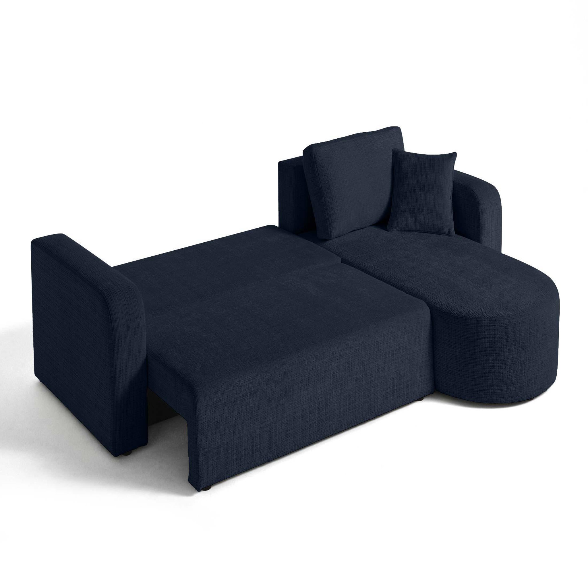 Voir la diapositive 2 : BEST MOBILIER Miro - canapé d'angle réversible - 4 places - convertible avec coffre - en velours texturé