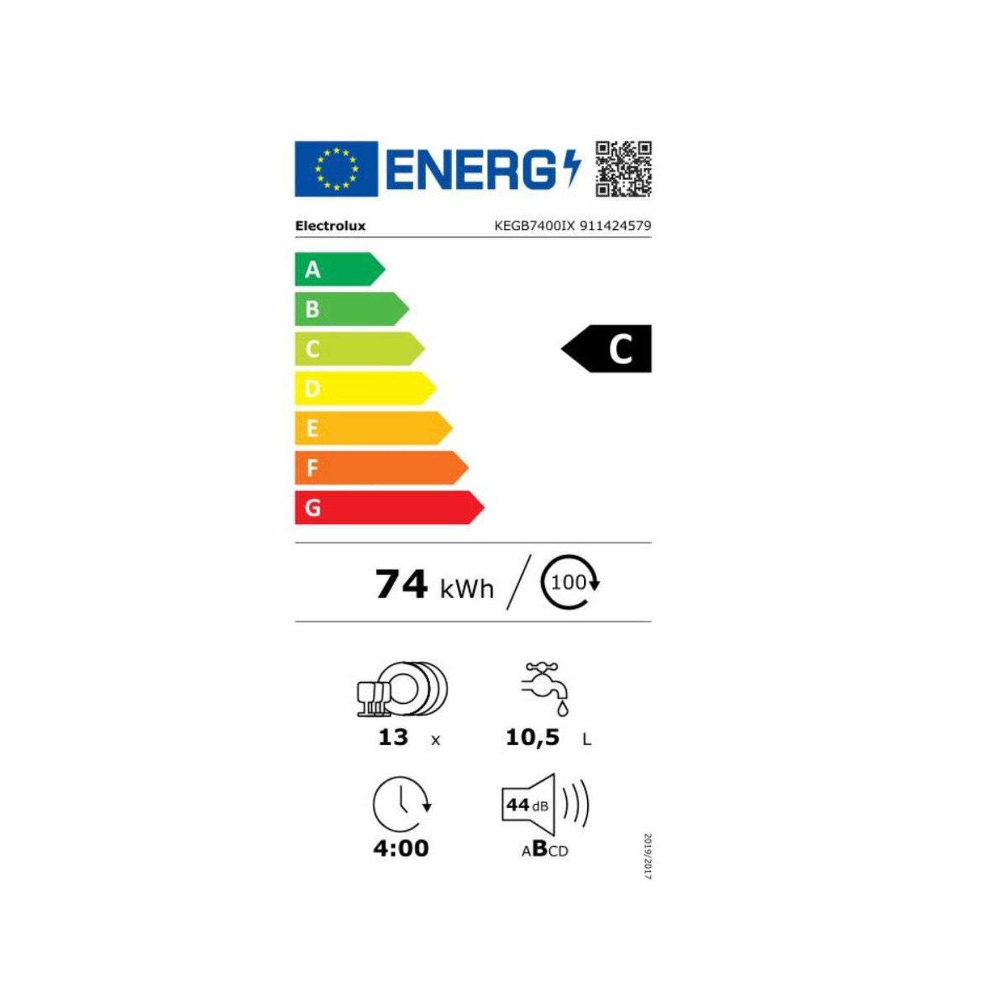 Voir la diapositive 2 : ELECTROLUX Lave-vaisselle 60cm 13 couverts 44db intégrable avec bandeau - kegb7400ix