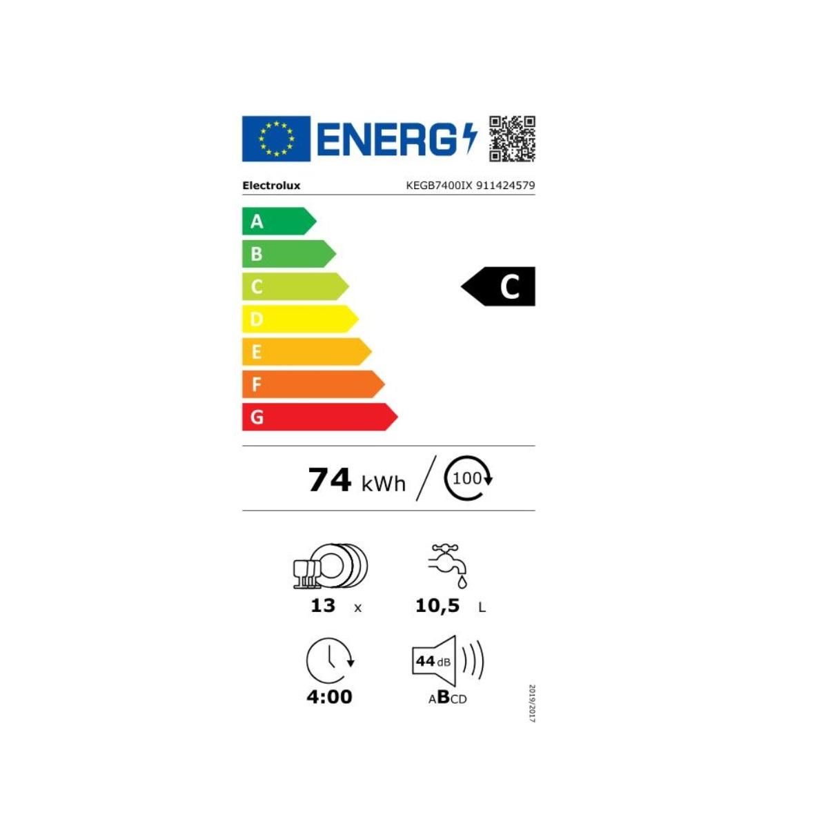 ELECTROLUX Lave-vaisselle 60cm 13 couverts 44db intégrable avec bandeau - KEGB7400IX