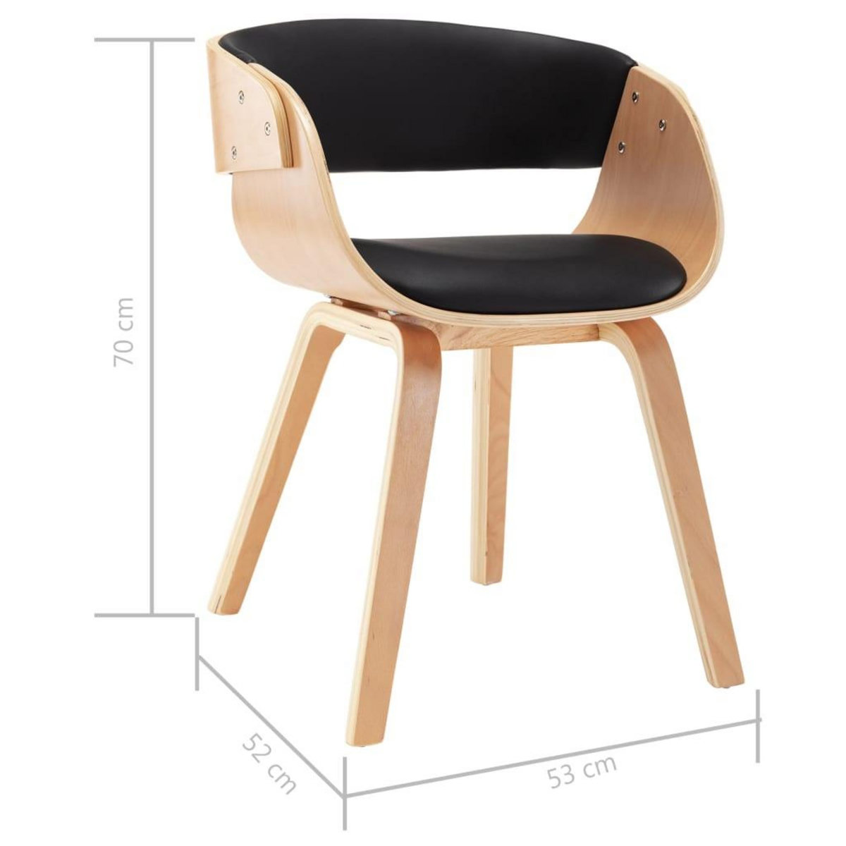 VIDAXL Chaise de salle a manger noir bois courbe et similicuir