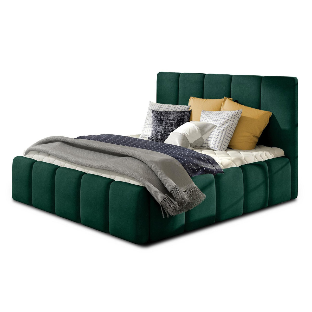 BEST MOBILIER Lucea - lit coffre - 180x200 - sommier inclus - en velours