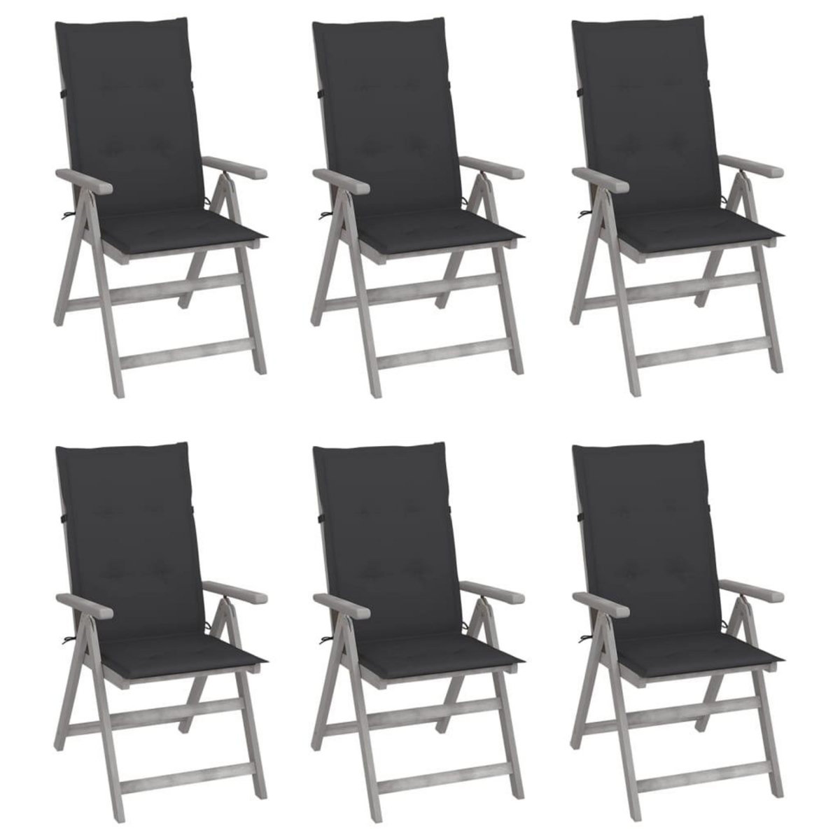 VIDAXL Chaises inclinables de jardin lot de 6 et coussins Bois acacia