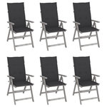 VIDAXL Chaises inclinables de jardin lot de 6 et coussins Bois acacia