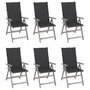 Voir la diapositive 1 : VIDAXL Chaises inclinables de jardin lot de 6 et coussins Bois acacia