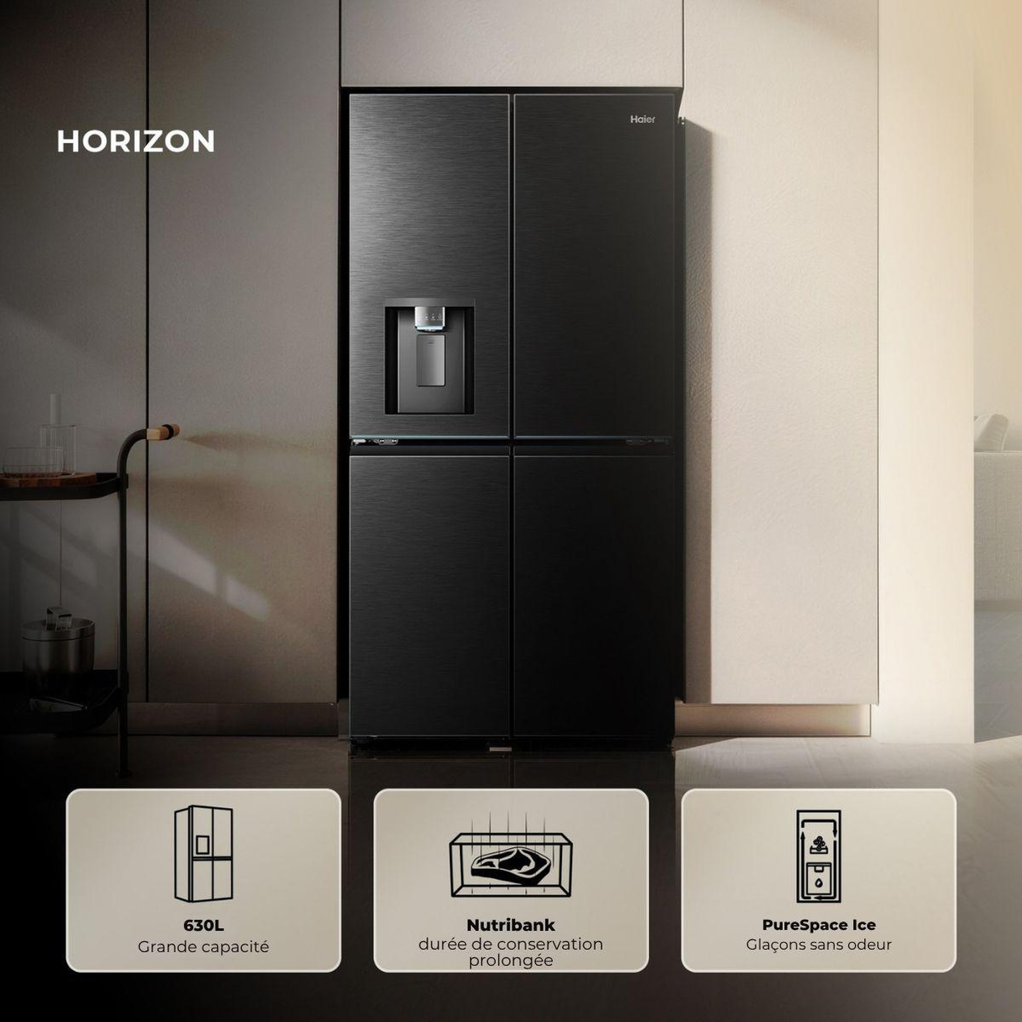 Voir la diapositive 3 : HAIER Réfrigérateur multi portes hcw99f18dimb nutribank