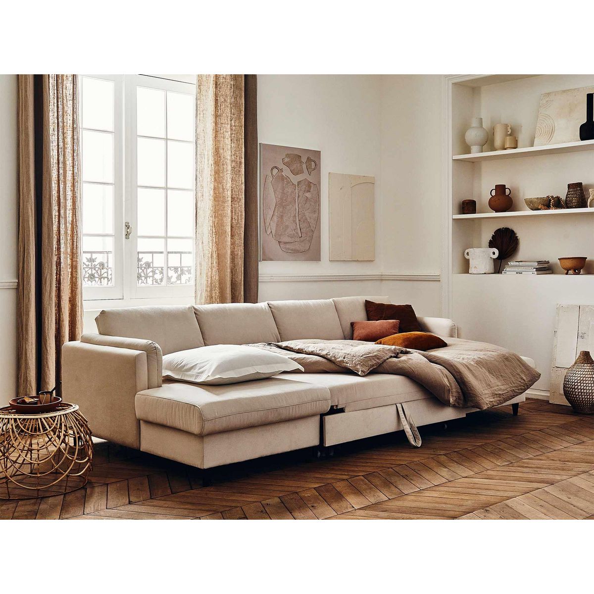 LISA DESIGN Brooke - canapé panoramique en u - 7 places - convertible avec coffre - en velours