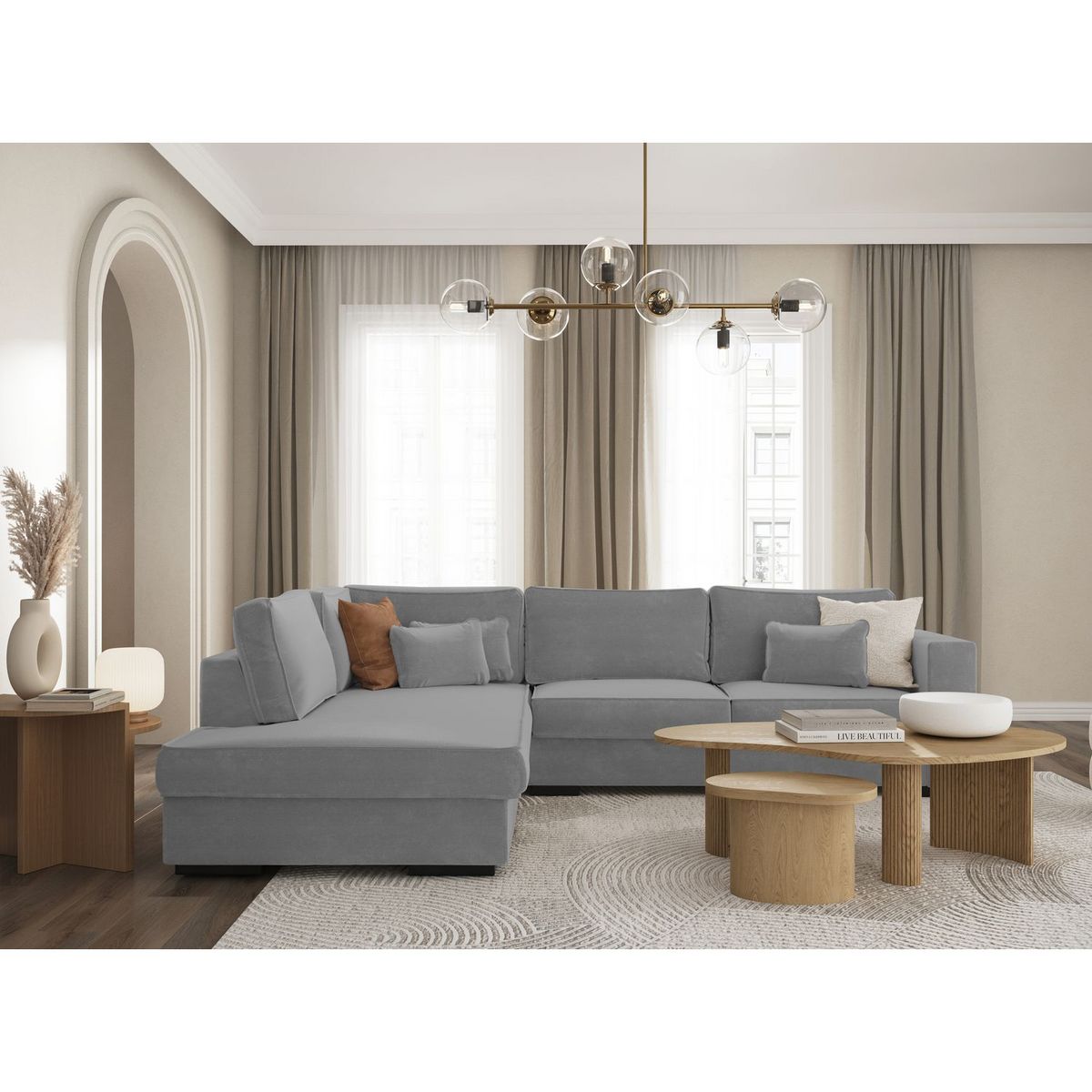  Canapé d'angle gauche 4 places tissu PENELOPE