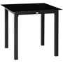 Voir la diapositive 1 : OUTSUNNY Table de jardin carrée 4 personnes dim. 80L x 80l x 74H cm alu. plateau verre trempé noir