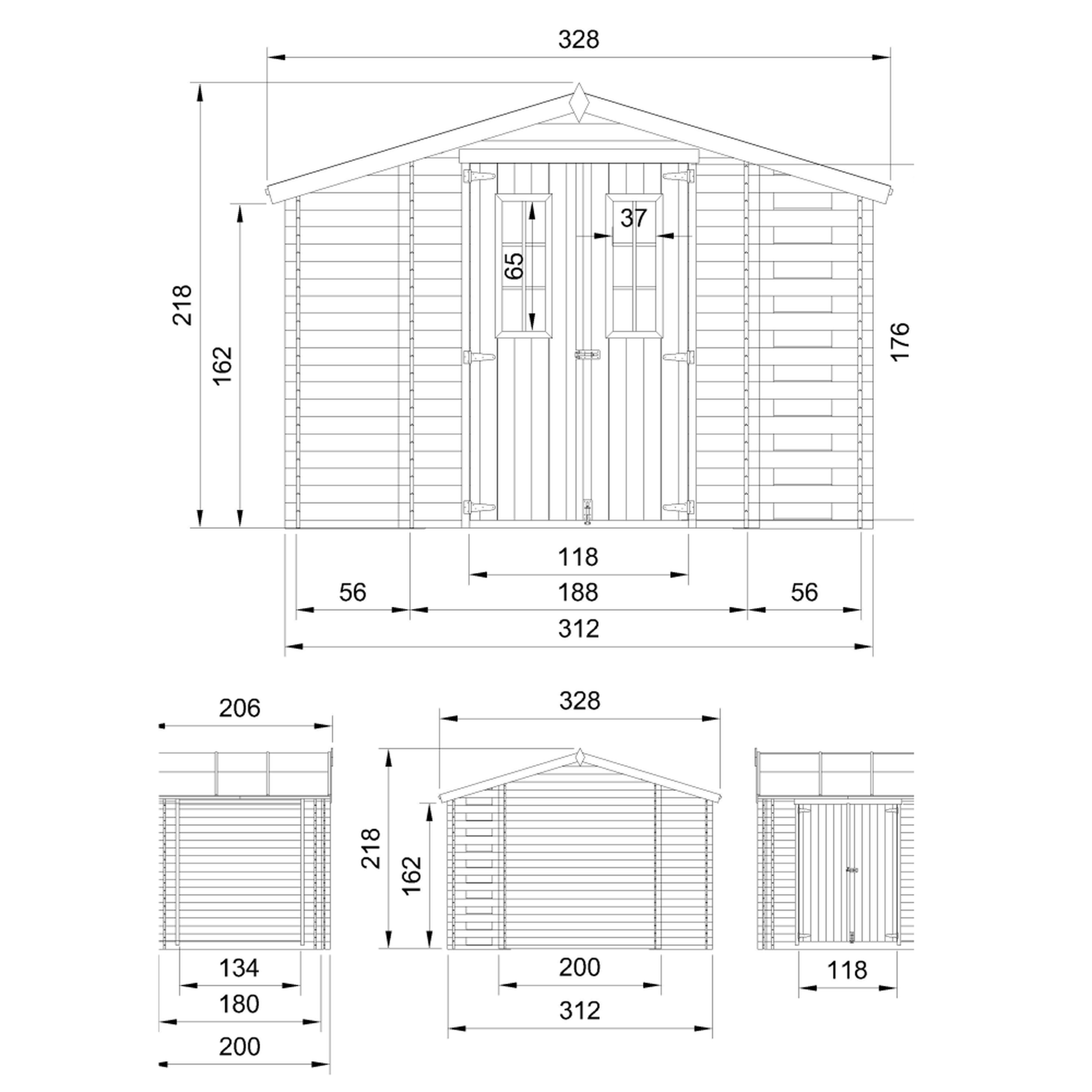 Voir la diapositive 6 : TIMBELA Abri de jardin en bois et range bûches extérieur - 3,53 + 0,97+0,97 m2 m389c