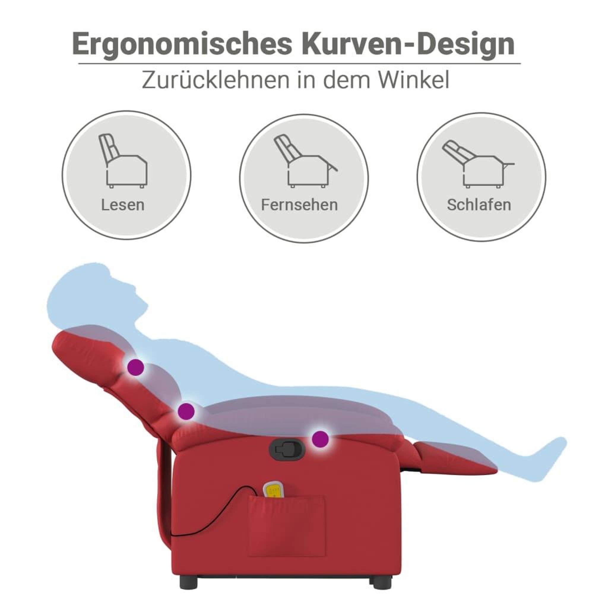 Voir la diapositive 6 : VIDAXL Fauteuil inclinable de massage Rouge Similicuir