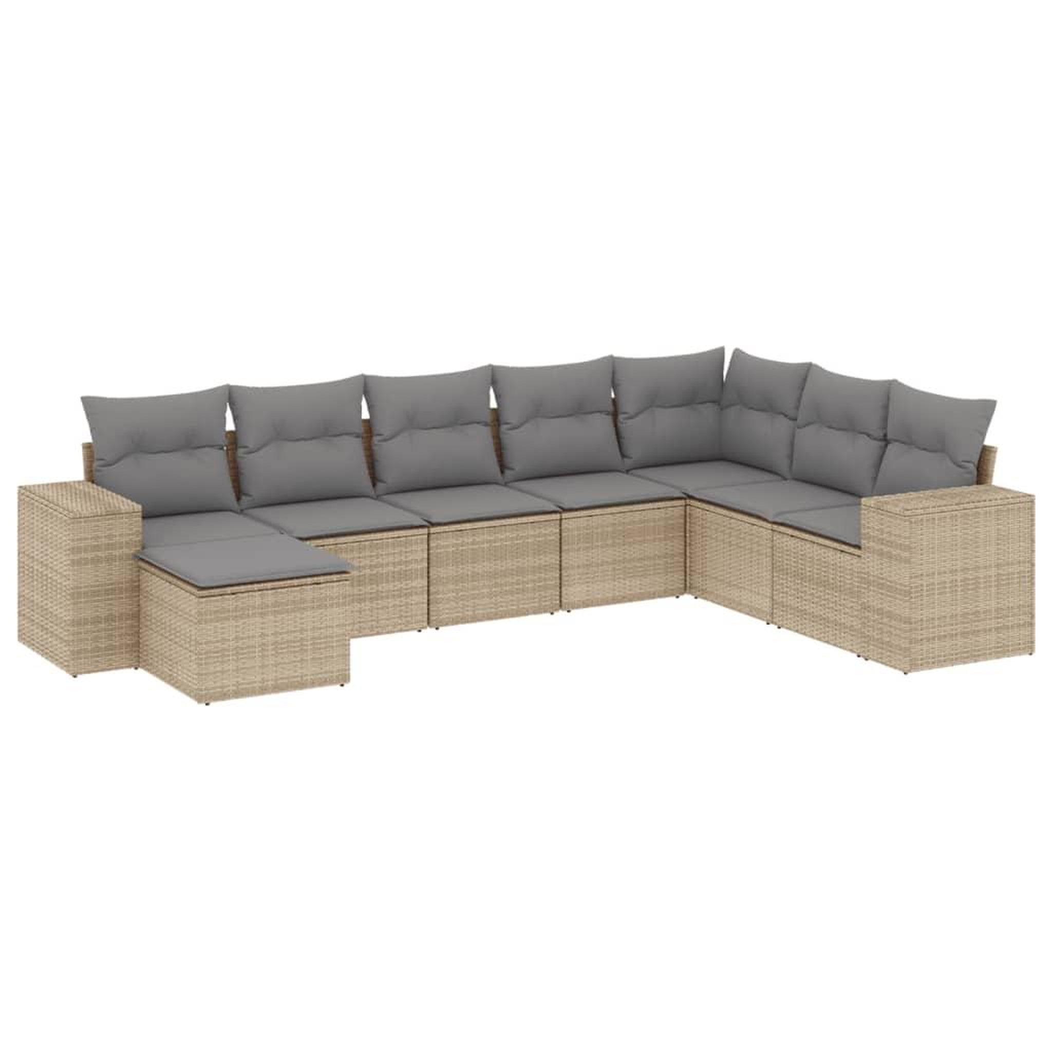 Voir la diapositive 2 : VIDAXL Salon de jardin avec coussins 8 pcs beige resine tressee