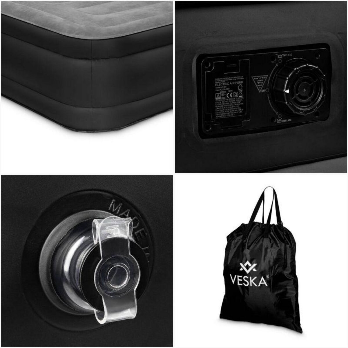 BLUMIE Matelas gonflable 2 places avec pompe électrique intégré - Beige