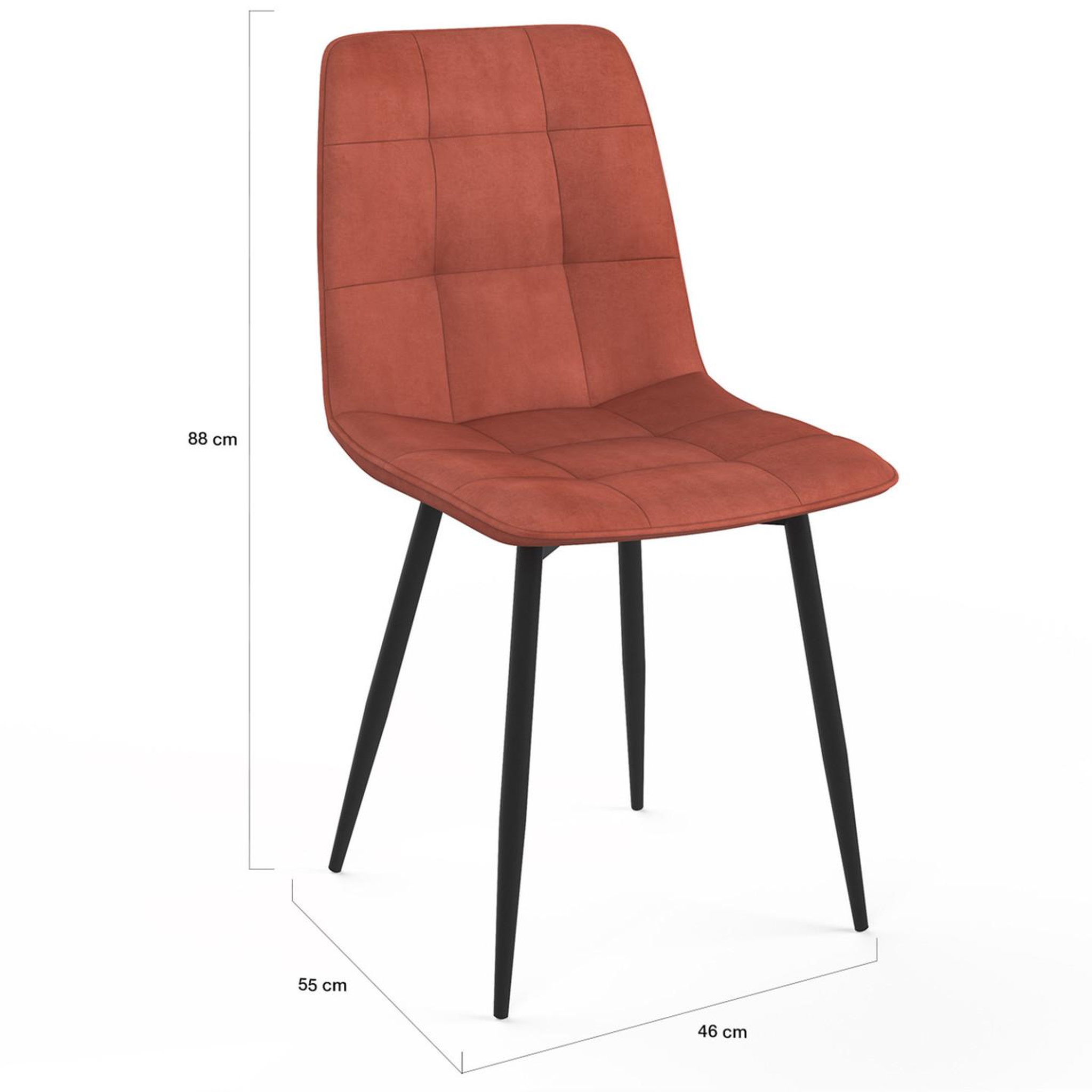 Voir la diapositive 5 : ID MARKET Lot de 4 chaises mila en velours terracotta pour salle à manger
