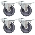 VIDAXL 4 pcs Roulettes pivotantes a trou de boulon a double frein 75mm