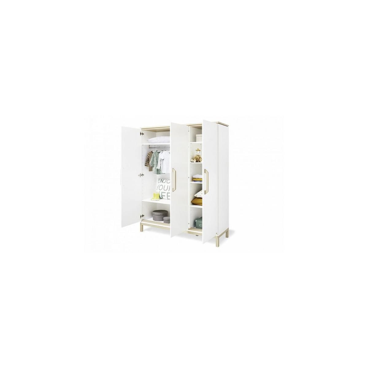 Pinolino Armoire Light grande 6 étagères 3 portes Blanc
