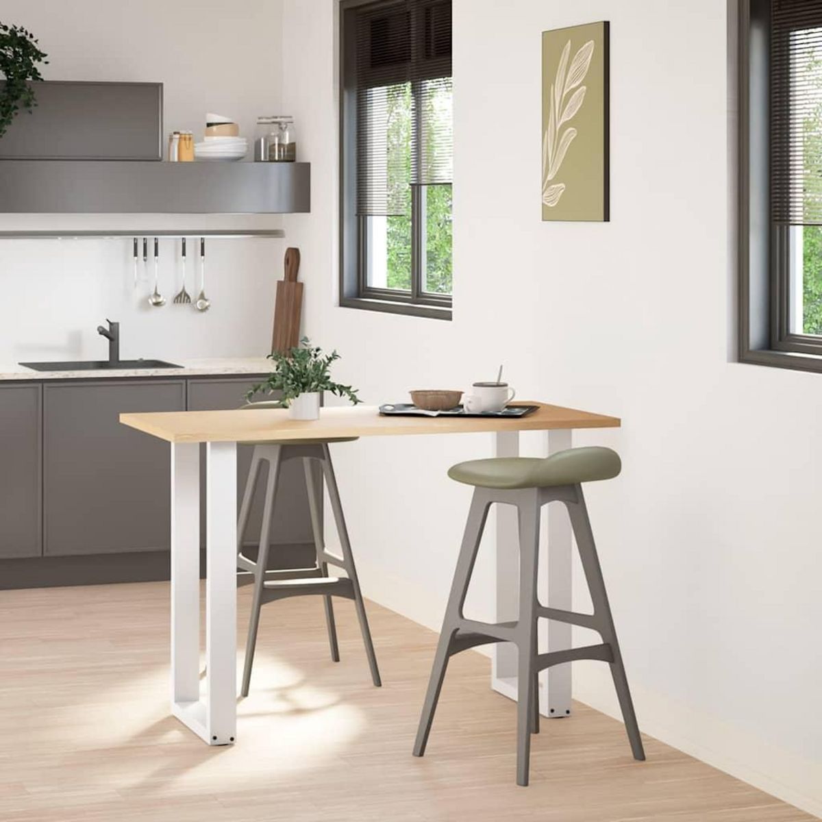 VIDAXL Pieds de table basse forme de U 2 pcs blanc 40x(90-91) cm acier